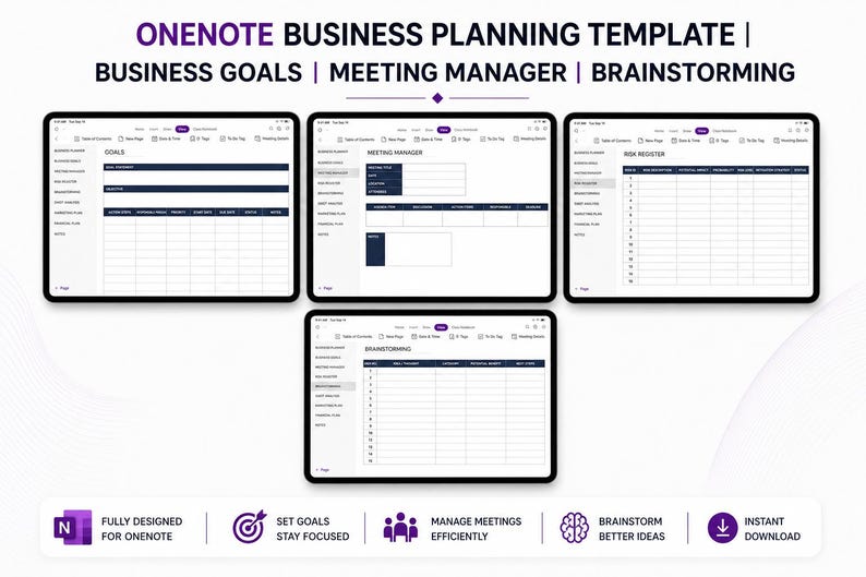 Onenote Business Planner Template | Digital Planner, Project Management ...