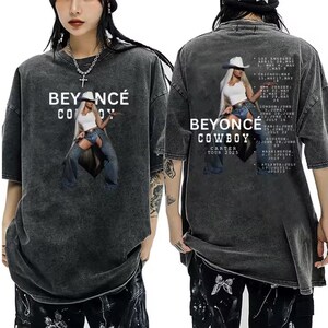 Camiseta Beyoncé Cowboy Carter Tour 2025, camiseta feminina preta Beyoncé, camiseta preta de algodão