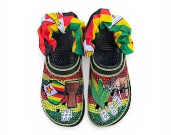 Crocs con la bandera de Zimbabue personalizada