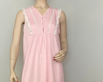 Vtg Gossard Artemis, Pretty  Pink Gown Nylon Nightgown  Sz M