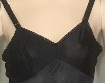Vtg Pinehurst Lingerie - Full Dress Slip Black with touch of Lace Size 36 - 1960's