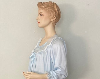 Blue Nylon and Lace Peignoir Robe Light Baby Blue size Medium  Sexy Robe