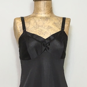 Vintage Komar Lingerie Full Dress Slip, Vintage Black with touch of Lace Size 32 1960's Komar Lingerie SALE 50% off image 1