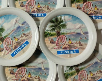 Florida Souvenir Coasters - Set of 8 Metal Coasters - PinUp Girl and Palm Trees