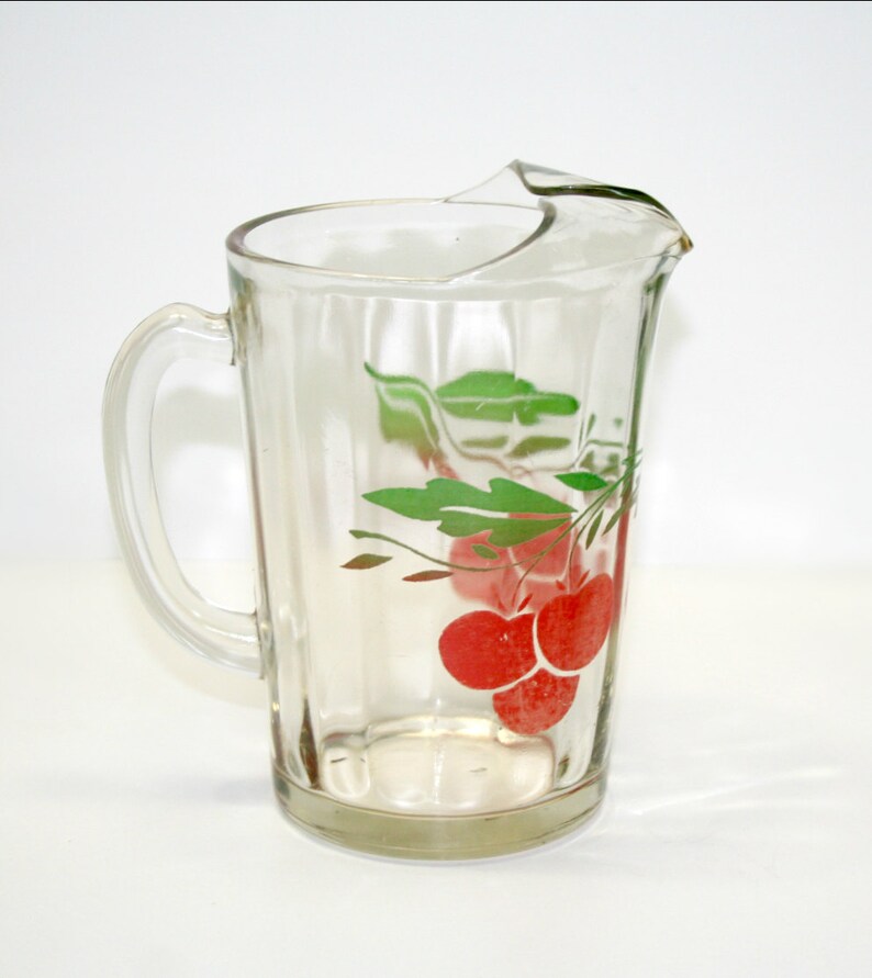 Vintage Juice Pitcher with Cherries 40's Kitchen Decor Etsy