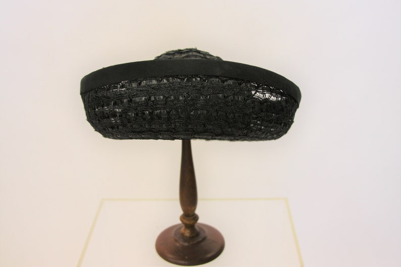 Vintage Hat Black Straw Breton Upturned Brimroi Chanda - Etsy