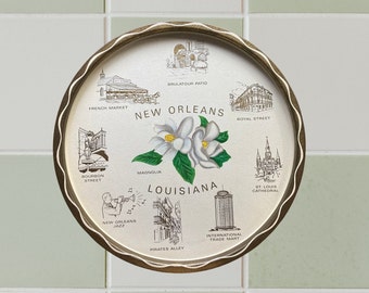 Vintage New Orleans Metal Souvenir Serving Tray - Barware Serving Tray