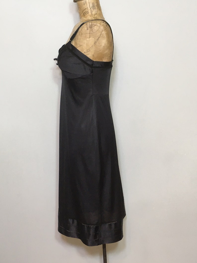 Vintage Komar Lingerie Full Dress Slip, Vintage Black with touch of Lace Size 32 1960's Komar Lingerie SALE 50% off image 4