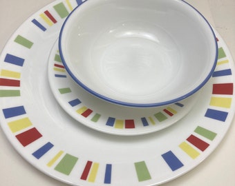 Corelle Memphis Dinner Plates Colorful Stripes Large 10 1/4" Medium 8 1/2" and Small 6 3/4" Replacement Plate