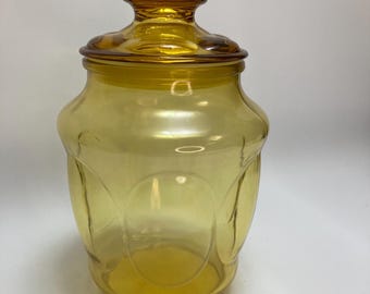 vintage L.E. Smith amber glass canister apothecary jar