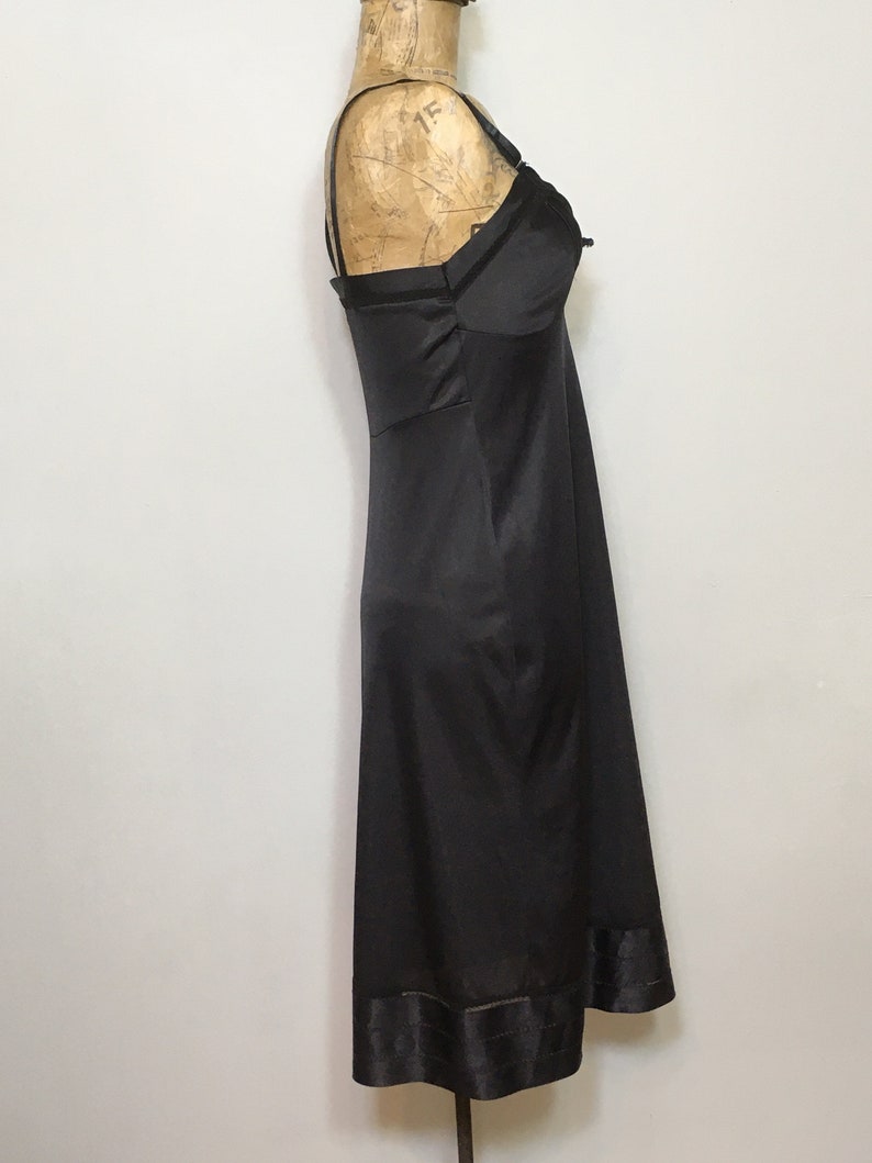 Vintage Komar Lingerie Full Dress Slip, Vintage Black with touch of Lace Size 32 1960's Komar Lingerie SALE 50% off image 2