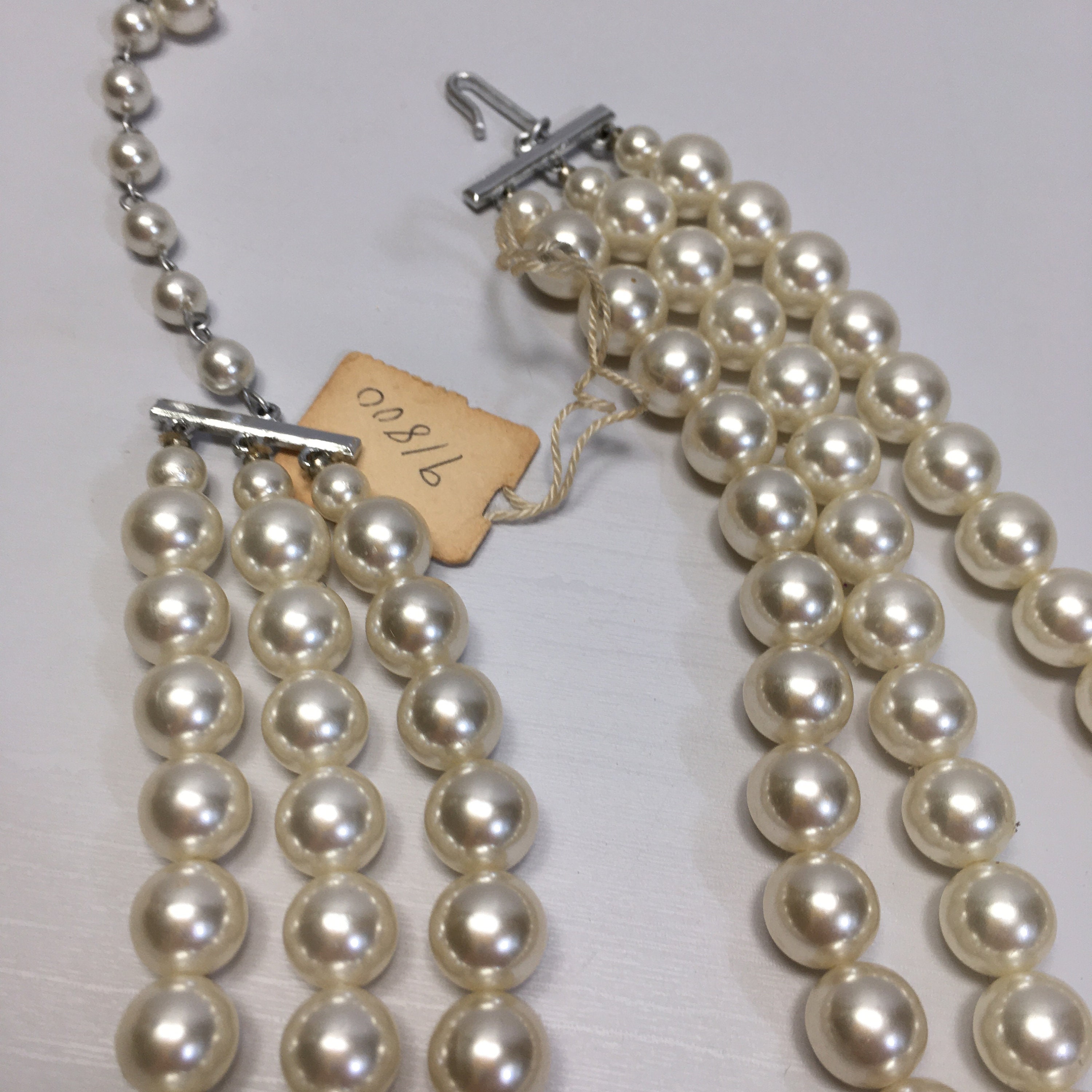 Vintage Costume Jewelry Faux Pearl Necklace Two Faux Pearl Etsy