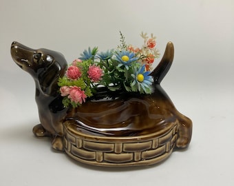 Vtg Dachshund Dog Planter | Dresser Caddy