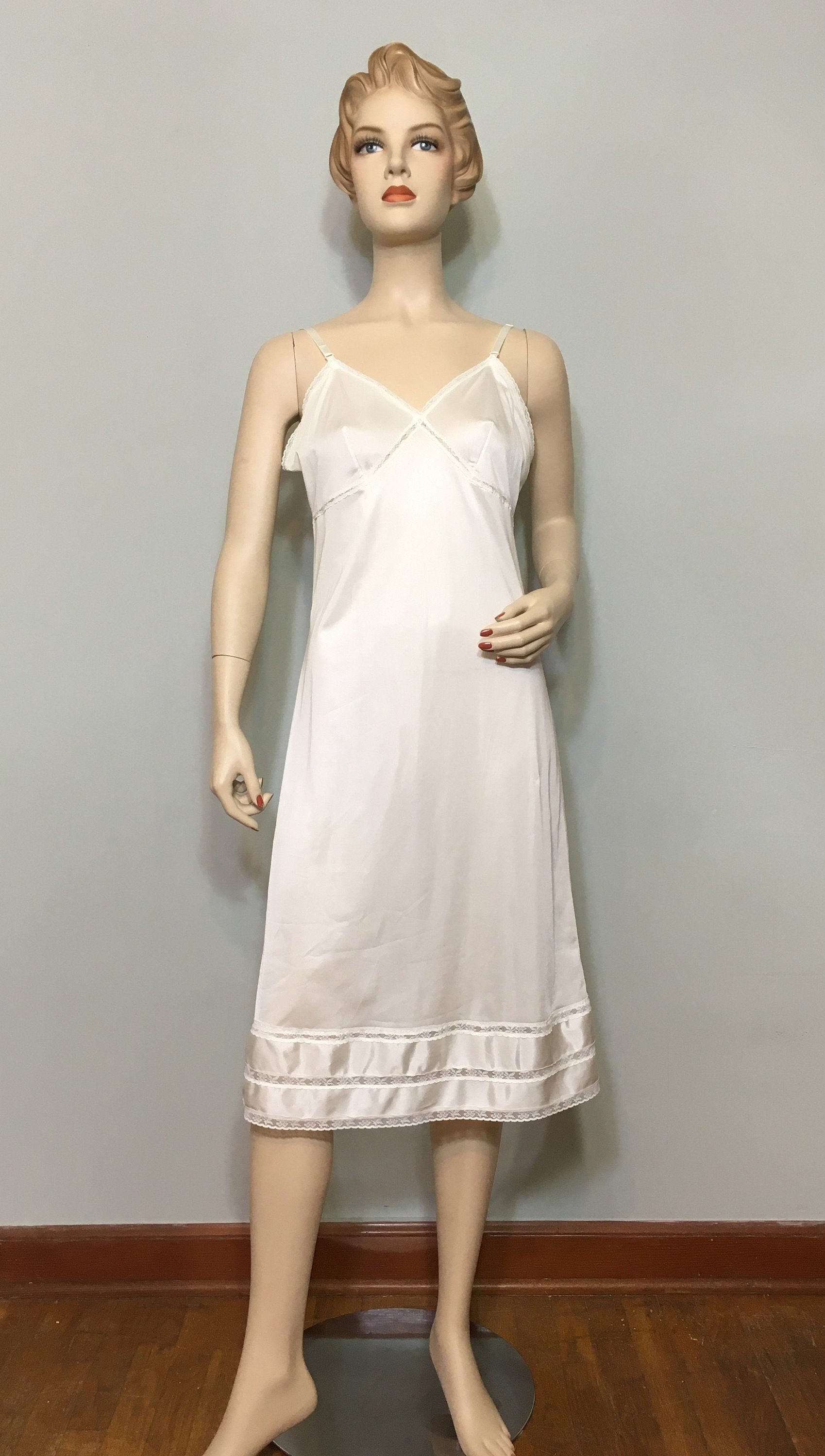 Vintage 60s White Full Slip Size 36 Union Made Full Slip Etsy