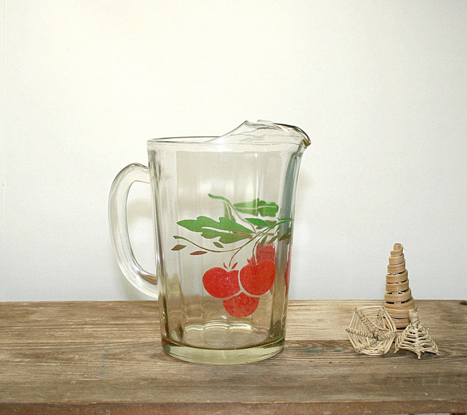Vintage Juice Pitcher with Cherries 40's Kitchen Decor Etsy
