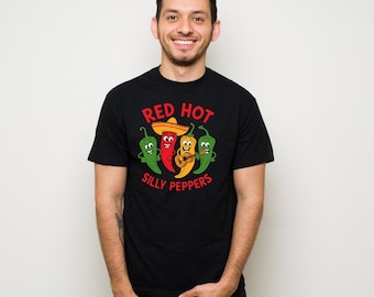Camiseta Red Hot Silly Peppers, camiseta engraçada para amantes da música, roupa para entusiastas de Spice, ideia divertida para presente, blusa de algodão unissex, sorria mais
