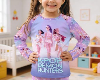 Huntrix Demon Hunters Pajama Set For Kids,Huntrix Girl Group Pajamas,Huntrix Inspired Youth Kids Pajamas Set,Pop Demons,Kpop Lovers
