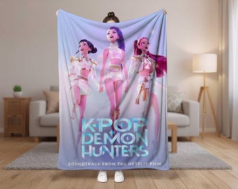 Kpop Demon Hunters Blanket,Huntrix Fantasy Anime Throw,Huntrix Theme Kids Blanket For Girls,Demon Hunters Graphic Throw Blanket,Gift for Kid