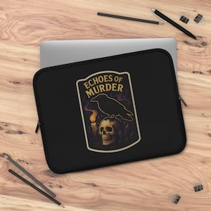 Gothic Laptop Sleeve with &#39;Echoes of Murder&#39; Design, Unique Tech Accessory, Perfect Gift for Halloween, Dark Aesthetic Lover