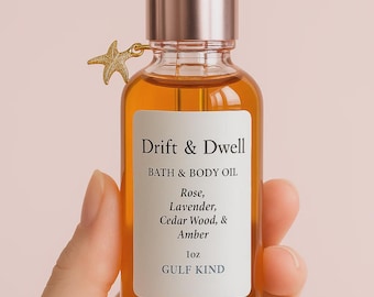 Drift and Dwell Lavendel Rose Vanille Badeöl: Beruhigende Aromatherapie, 1 Unze Tröpfchen