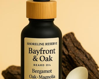 Bayfront & Oak Beard Oil: Woodsy Amber Scent - 1oz Grooming Gift