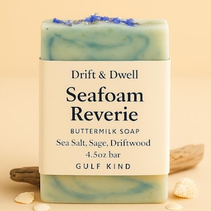 Seafoam Reverie Buttermilk Soap – Ocean Scented Artisan Bar with Sage, Driftwood & Sea Salt | 4.5oz by Gulf Kind