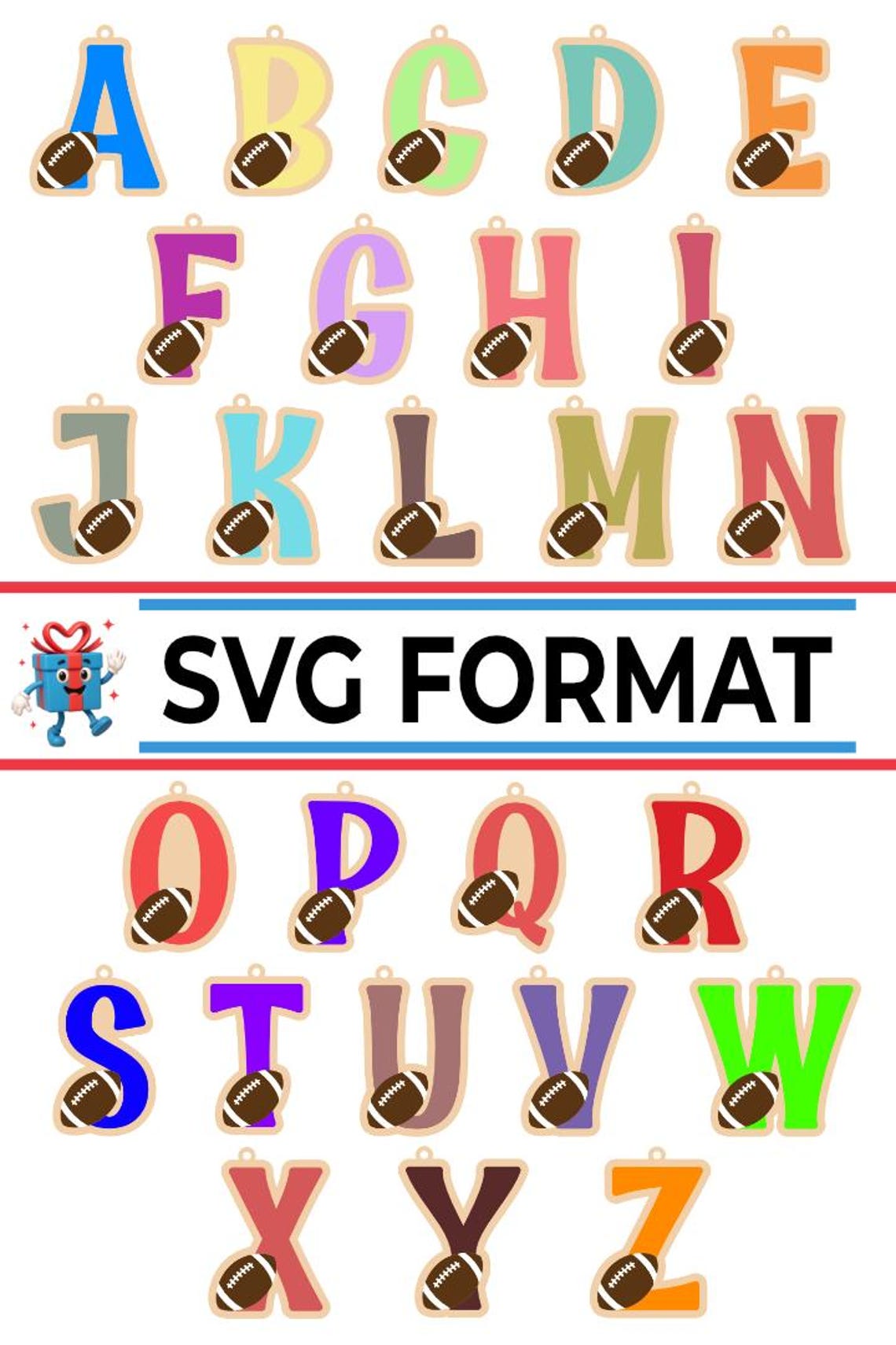 Football Alphabet SVG – Laser Cut Letter Files | Individual Letters or ...