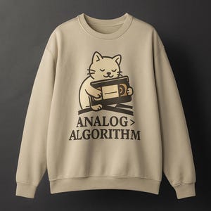 Cozy Cat Sweatshirt - Analog &gt; Algorithm, Cat Lover Gift, Funny Sweatshirt, Unisex Crewneck, Perfect for Cozy Days, Cat-Themed Apparel