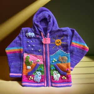 HandsOn Handmade Peruvian Children&#39;s Sweater Purple Girl Size 6