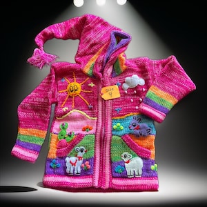HandsOn Handmade Peruvian Children&#39;s Sweater Fuchsia Girl Size 4