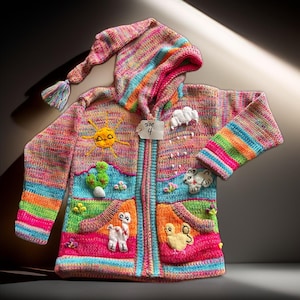 Maglione per bambini peruviani fatto a mano HandsOn multicolore rosa taglia bambina 4