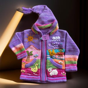 HandsOn Handmade Peruvian Children&#39;s Sweater LightPurple Girl Size 4