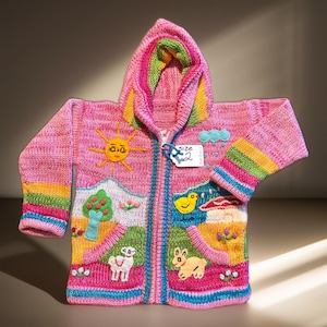 Maglione per bambini peruviano fatto a mano HandsOn PinkPetal Girl Taglia 2