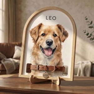 Custom Watercolor Pet Memorial Frame with Collar Holder, Pet Memorial Collar Holder, Dog or Cat Loss Gift, Pet Loss Sympathy