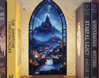 Kącik książkowy Velaris Acotar ze świecą, kącik książkowy Night Court, wkładka do regału na książki w stylu fantasy, prezent dekoracyjny, prezent dla miłośników książek, prezent dekoracyjny do kącika książkowego