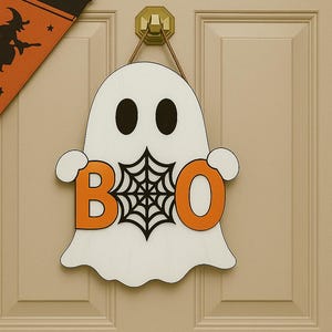 Сute Ghost Door Hanger Sign, Halloween Door Sign Bundle, Boo Y&#39;all, Hey Boo Ghost Door, Funny Halloween Decor, Pumpkin Fall Door Sign