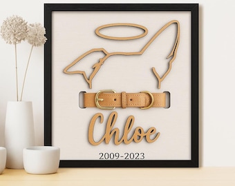 Letrero conmemorativo personalizado para collar de mascota: Marco de fotos con orejas de perro personalizado