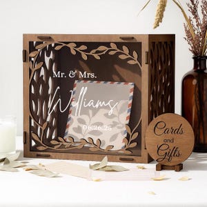 Personalized Wedding Card Box: Rustic Wood Keepsake with Acrylic Window