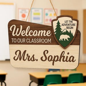 Personalized Teacher 3D Door Hanger, National Park Teacher Sign, Classroom Adventure Decor, Teacher Door Sign, Custom Teacher Name Gift
