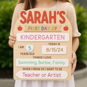 Custom First & Last Day School Sign,Back to School Sign,Kindergarten 1st Day of School Sign,First Day Wooden School Board,School Photo Prop