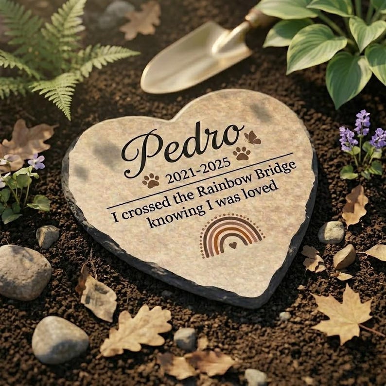 Crossed the Rainbow Bridge Memorial Plaque, Personalized Pet Loss Gift ...