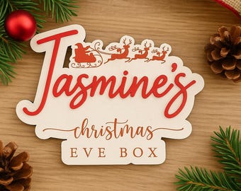 Personalized Christmas Eve Box Sign | Custom Wooden Name Plaque | Kids Holiday Keepsake | Custom Christmas Decoration for Children