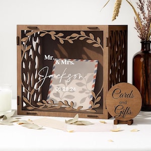 Personalized Rustic Wedding Card Box: Wooden Keepsake with Acrylic Window