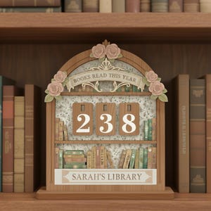 Personalized Vintage Book Tracker Sign, Books Read Counter, Reading Tracker, Library Decor, Book Lover Gift, Books Read This Year Counter