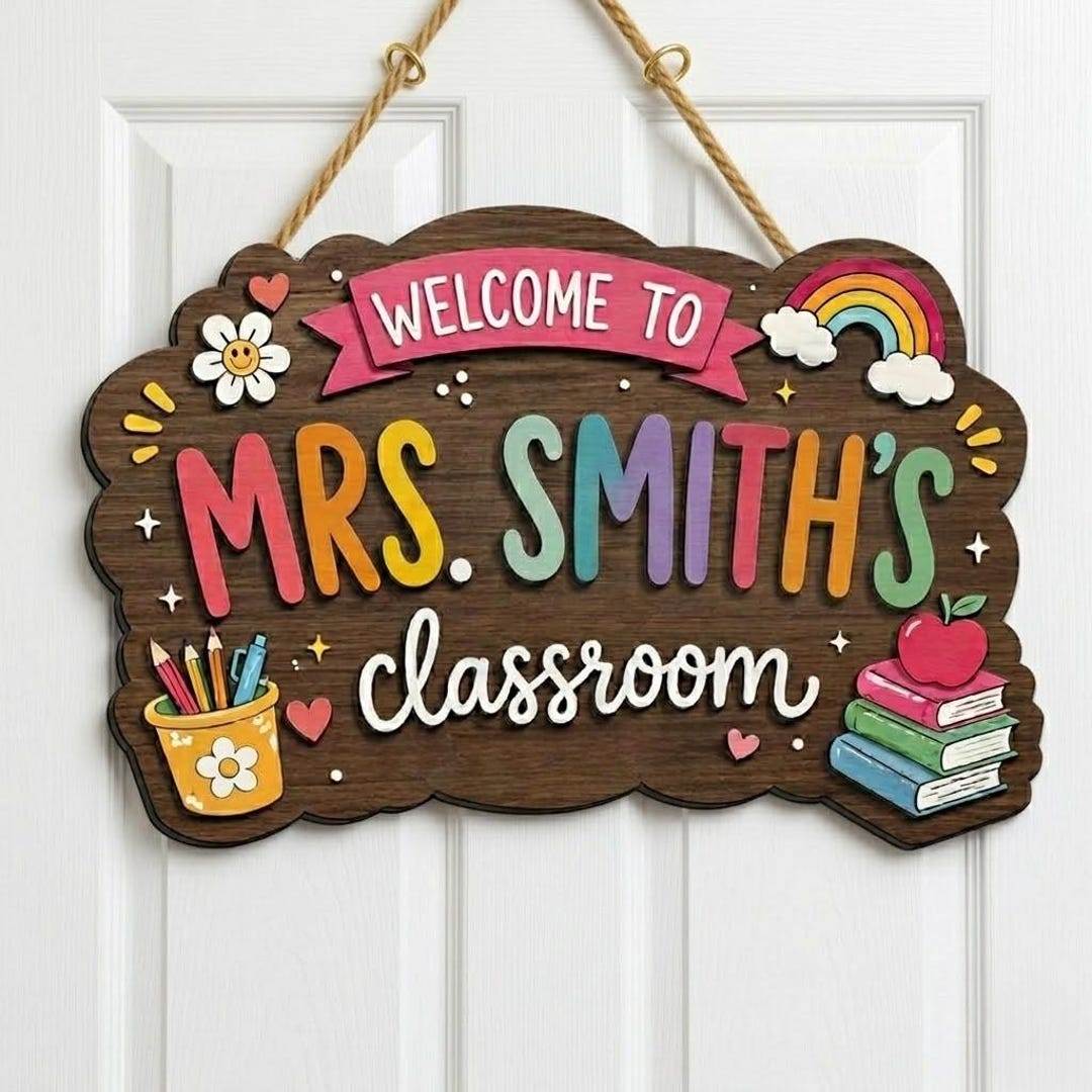 Personalized 3D Teacher Sign, Teacher Door Hanger, Teacher Welcome Sign ...