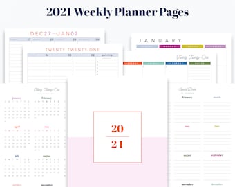 2021 Junior Size Weekly Planner Printable Pages - INSTANT DOWNLOAD PDF - (5.5" x 8.5") - Portrait or Horizontal Page Layout