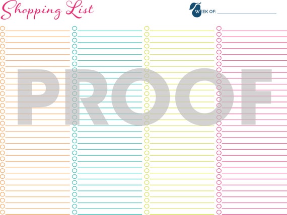 Shopping List Printable INSTANT DOWNLOAD | Etsy