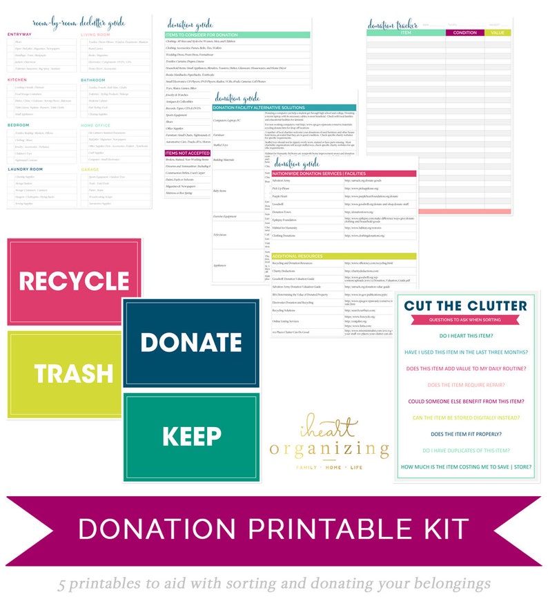 Donation Printable Guide - INSTANT DOWNLOAD - Set of 5 Pdf's! - Etsy