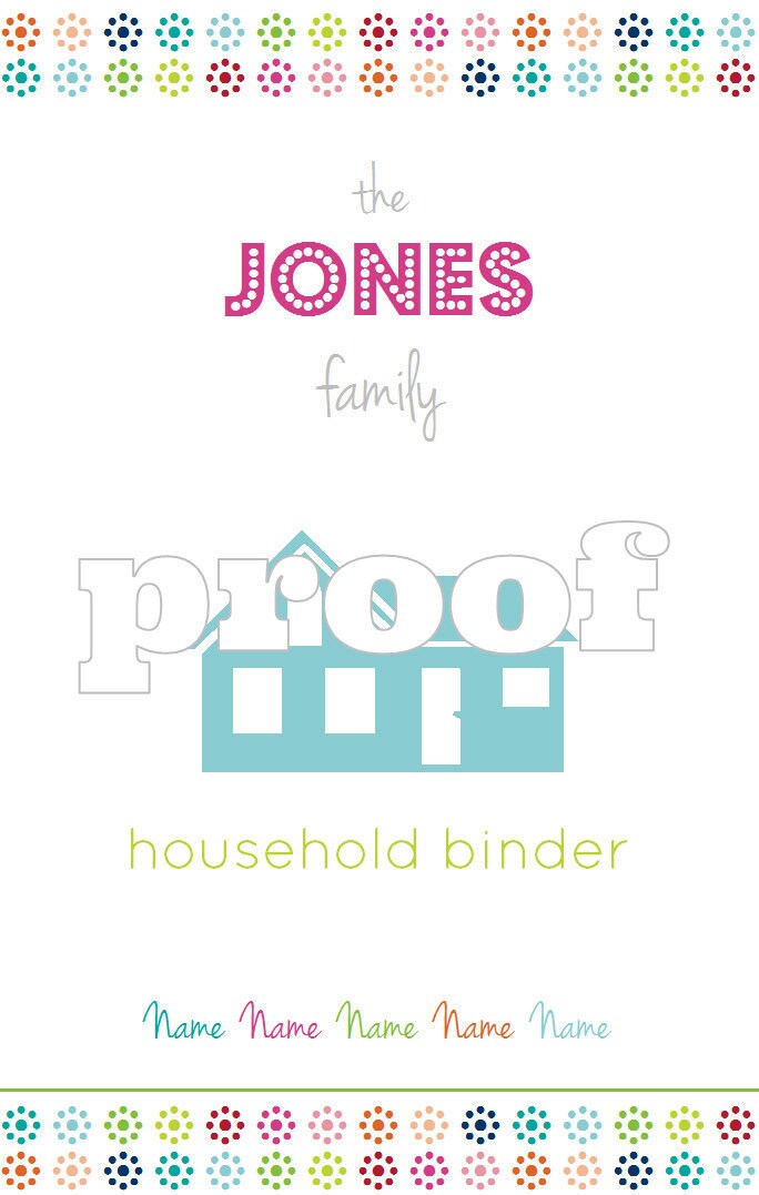 Personalized Household Binder Coversheet Printable | Etsy