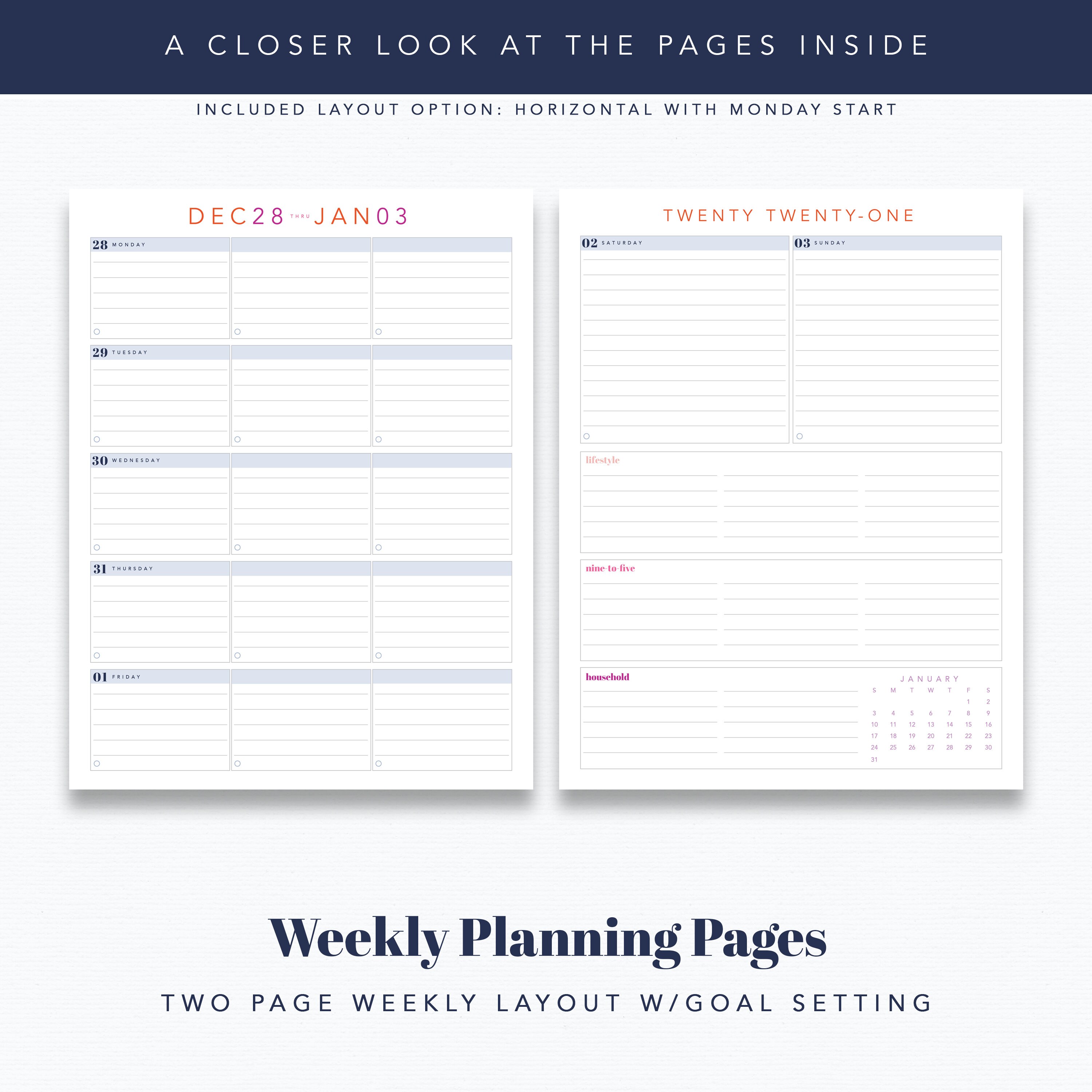 2021 Letter Size Weekly Planner Printable Pages INSTANT DOWNLOAD PDF 8. ...